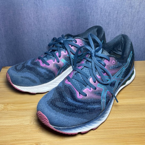 ASICS Gel-Nimbus 23 Women’s Running Shoes Sz 10.5 Navy Pink/Purple Sneakers NICE - Picture 1 of 12